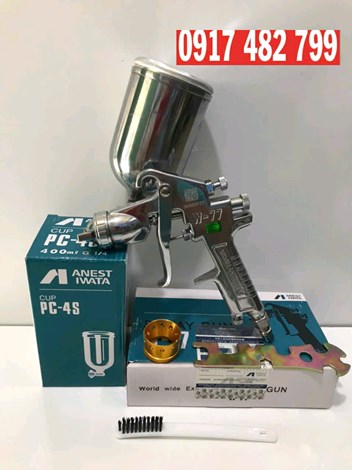 SÚNG PHUN SƠN W77 IWATA 4.0mm chuyên phun keo đặc tạo hạt thùng loa
